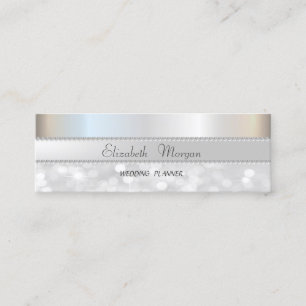 Elegantes modernes Silber Glitter Bokeh, Perlen Mini Visitenkarte