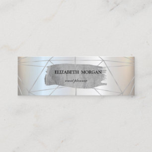 Elegantes Modernes Silber Pinselstrich Geometrisch Mini Visitenkarte