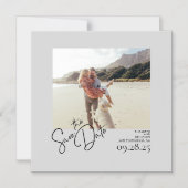 Elegantes, modernes, silbergraues, Save the Date F Magneteinladung (Vorderseite)