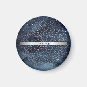 Elegantes modernes silbernes Mandala-Streifen-Must Magnet