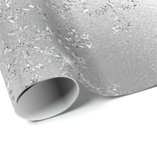 Elegantes, modernes Silberschneeflockenmuster Geschenkpapier (Rolleneckpunkt)