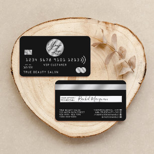 Elegantes, modernes Silver Black Card Logo Visitenkarte