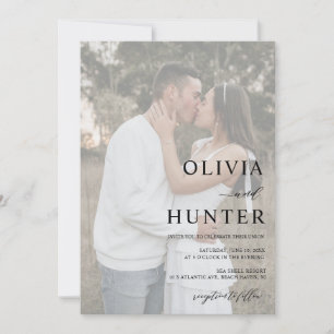 Elegantes modernes Silver Gray Wedding Foto Einladung