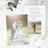 Elegantes, modernes Skript 2 Fotos Hochzeit Dankeskarte