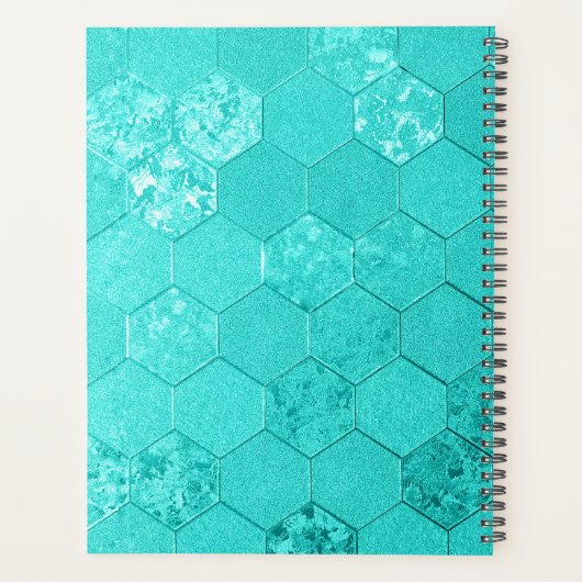 Elegantes, modernes Skript Aquamarin Tile Texture  Planer (Rückseite)