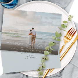 Elegantes, modernes Skript-Foto Hochzeit speichern Save The Date
