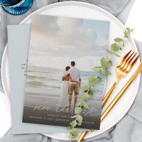 Elegantes modernes Skript-Foto-Hochzeits-Save-the-