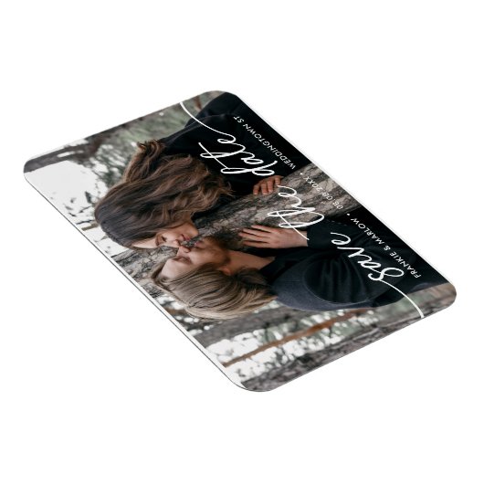 Elegantes, modernes Skript-Foto speichern Sie das Magnet (Rechte Seite)