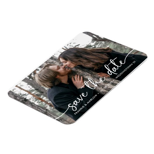 Elegantes, modernes Skript-Foto speichern Sie das  Magnet (Linke Seite)