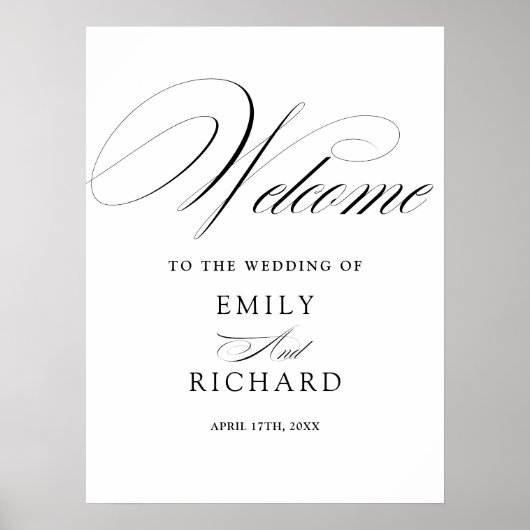 Elegantes modernes Skript Hochzeit Willkommensschi Poster (Vorne)