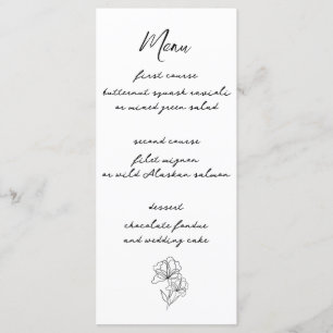 Elegantes, modernes Skript-Hochzeitmenü Menükarte