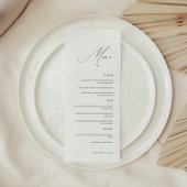 Elegantes, modernes Skript-Hochzeitmenü Menükarte