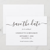 Elegantes, modernes Skript-Kraftpapier Hochzeit Save The Date (Vorne/Hinten)