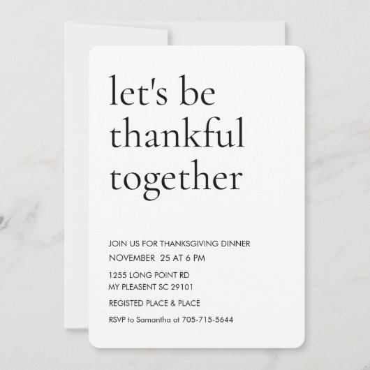 Elegantes modernes Skript "Lasst uns gemeinsam dan Einladung (Vorderseite)