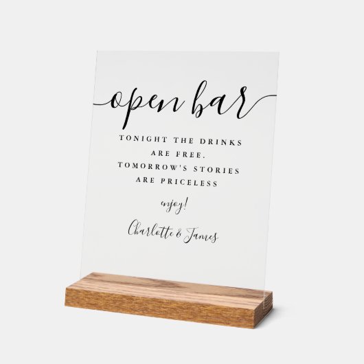 Elegantes, modernes Skript Offen Bar Acrylschild (Winkel)
