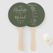 Elegantes, modernes Skript Olive Green Wedding Pro Fächer (Vorne und Hinten)
