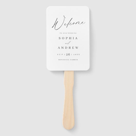 Elegantes, modernes Skriptminimalistisches Hochzei Fächer (Vorderseite)