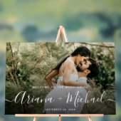 Elegantes, modernes Skriptnamens Custom Foto Weddi Acrylschild (Neutral)