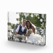 Elegantes, modernes Snowflake-Muster Hochzeitsfest Fotoblock (Rechts)