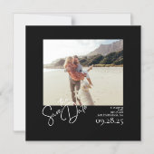 Elegantes, modernes, solides, schwarz Save the Dat Magneteinladung (Vorderseite)