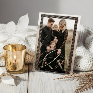 Elegantes, modernes Strip-Frame Full Foto Joy Scri Folien Feiertagskarte