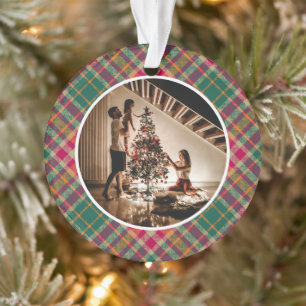 Elegantes modernes Tartan-Karo-Weihnachtsfamilienf Ornament