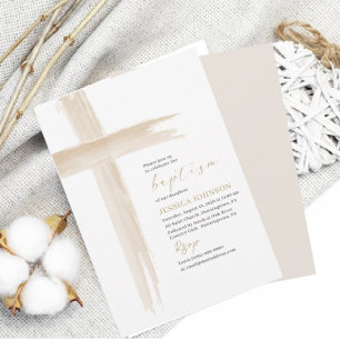 Elegantes modernes Taufkreuz Einladung