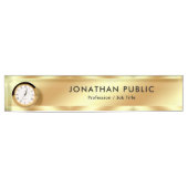 Elegantes modernes Template mit Clock Glamour Gold Namensplakette (Vorderseite)