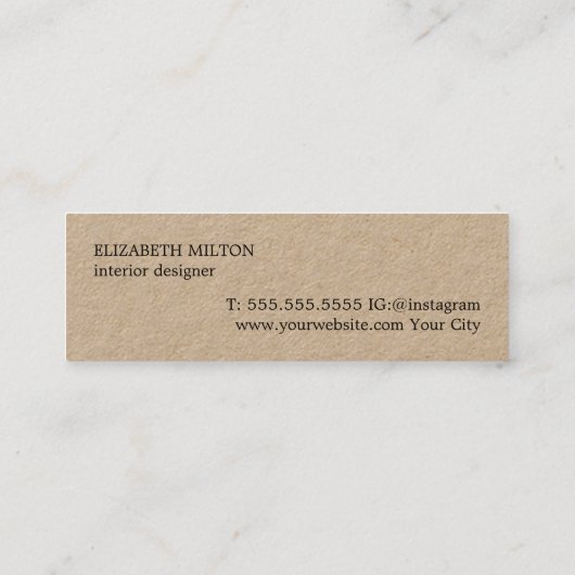 Elegantes, modernes Texturrotes Papier Mini Visitenkarte (Rückseite)