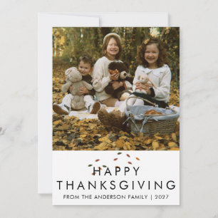 Elegantes modernes Thanksgiving-Familienfoto Herbs Feiertagskarte