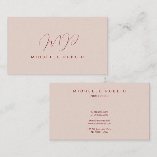 Elegantes modernes Typografie-Script Monogram Visitenkarte (Vorne/Hinten)
