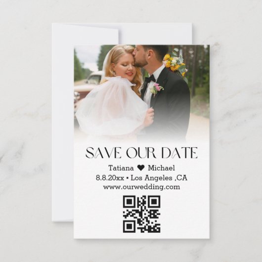 elegantes modernes typografisches qr verblassenes save the date (Vorderseite)
