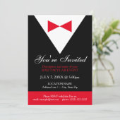 Elegantes, modernes und formales Schwarzes Rotes T Einladung (Stehend Vorderseite)