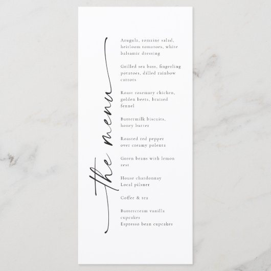 Elegantes modernes Veranstaltungsmenü oder Hochzei Menükarte (Vorderseite)