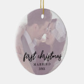 Elegantes modernes verheiratetes Foto Keramik Ornament (Rechts)