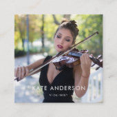 Elegantes modernes Violinist Musician Foto Quadratische Visitenkarte (Vorderseite)