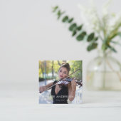 Elegantes modernes Violinist Musician Foto Quadratische Visitenkarte (Stehend Vorderseite)