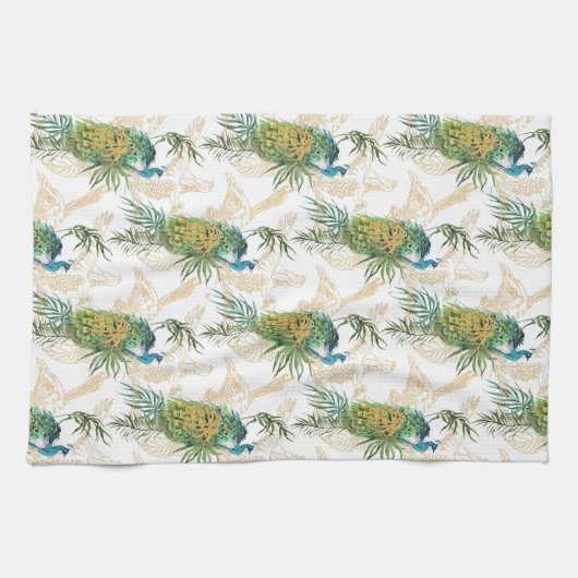 Elegantes modernes Wasserfarbenparadies Geschirrtuch (Horizontal)