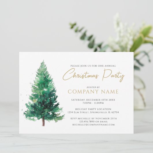 Elegantes modernes Weihnachtsbaum Corporate Party Einladung (Stehend Vorderseite)