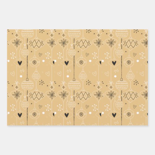 Elegantes, modernes Weihnachtsbaummuster Schwarz-w Geschenkpapier Set (Vorderseite 3)