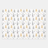 Elegantes, modernes Weihnachtsbaummuster Schwarz-w Geschenkpapier Set (Vorderseite)