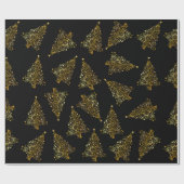 Elegantes, modernes Weihnachtsbaummuster schwarzes Geschenkpapier (Flach)