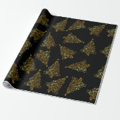 Elegantes, modernes Weihnachtsbaummuster schwarzes Geschenkpapier (Ungerollt)