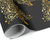 Elegantes, modernes Weihnachtsbaummuster schwarzes Geschenkpapier (Rolleneckpunkt)