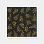 Elegantes, modernes Weihnachtsbaummuster schwarzes Serviette (Vorderseite)