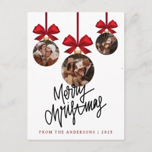 Elegantes modernes Weihnachtsfamilien-3-Ornament-F Feiertagspostkarte