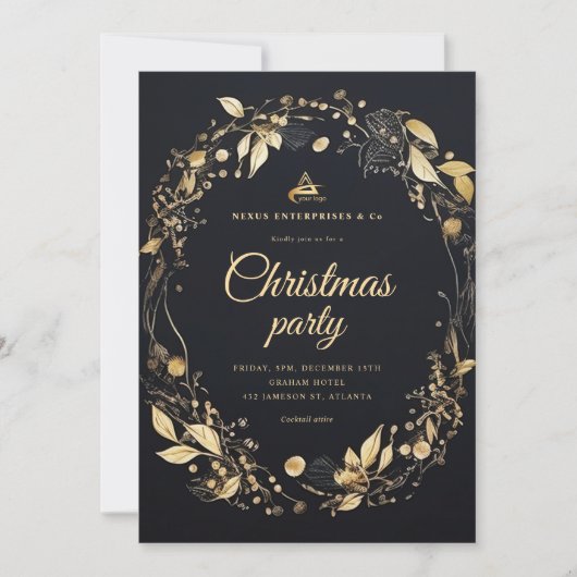 Elegantes, modernes Weihnachtsfest im Unternehmen Einladung (Vorderseite)