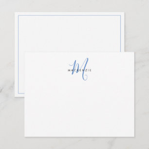 Elegantes modernes weiß-blaues Schriftmonogramm Mitteilungskarte