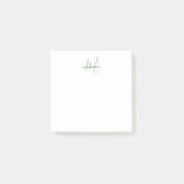 Elegantes modernes weiß-grünes Skript-Monogramm Post-it Klebezettel (Vorderseite)