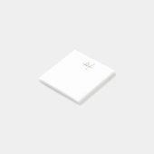 Elegantes modernes weiß-grünes Skript-Monogramm Post-it Klebezettel (angewinkelt)